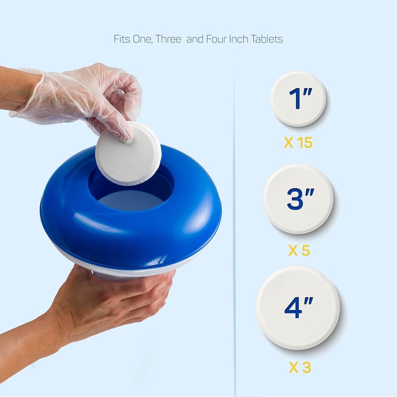 SEWANTA Floating Chlorine Dispenser for Pools Fits 3” or 4” Tablets - Pool Chlorine Floater with Adjustable Flow Vents Balanced Chemical Dispenser [3 Tablet Capacity] 8" Diameter Floater - Image 4
